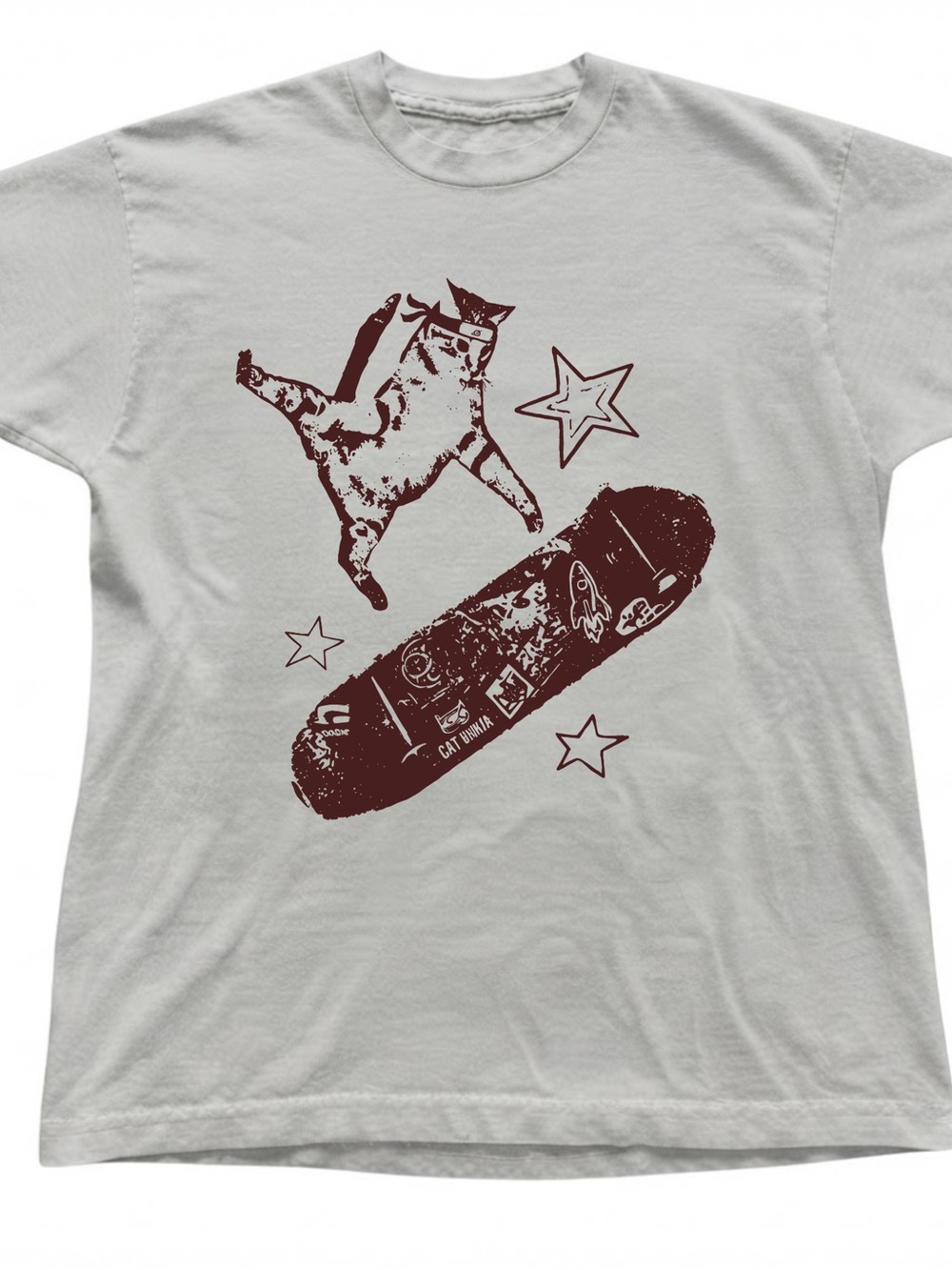 Skater Ninja Cat Graphic Skateboard Art Gildan T-Shirt Tee Top